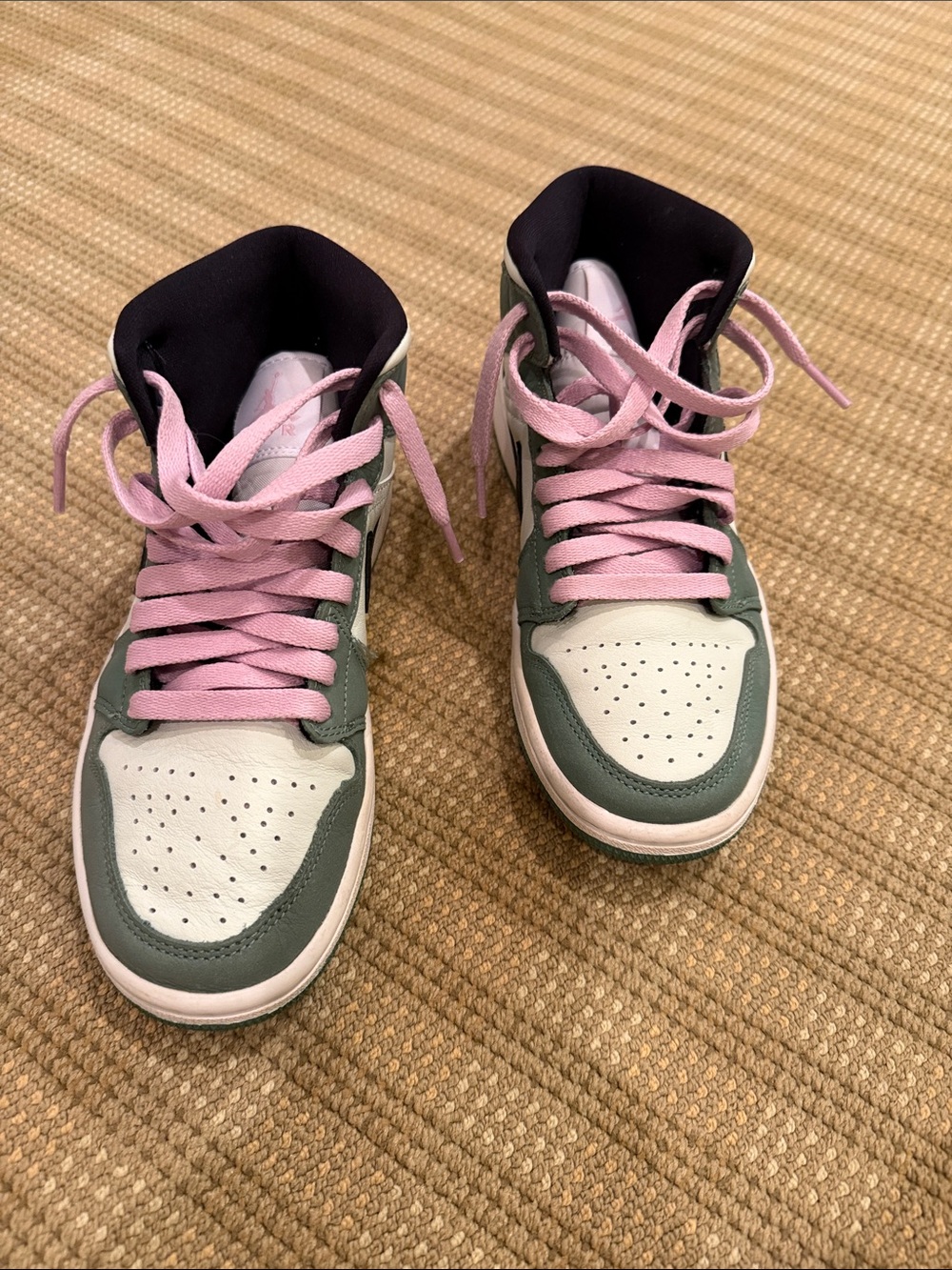 Kids High-Top Sneakers in Green, White & Pink